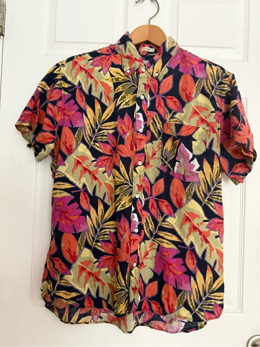 J. Crew 100% Linen Short-Sleeve Tropical Button-Down Shirt Men’s Large Resort